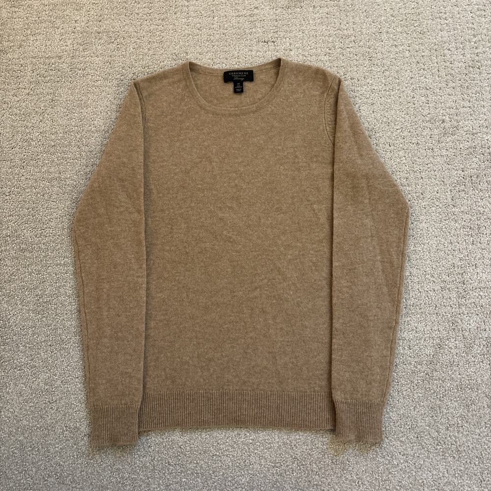 Charter Club Luxury 100% Cashmere Sweater Sz XS Beige Scoop Neck Cozy Soft Luxe